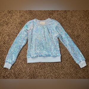 Anthropologie By Anthropologie Sequin Velvet Sweatshirt XS Light Blue New